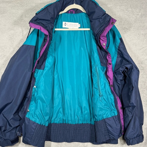 VTG Columbia Vamoose Mens XL 90s Teal Navy Purple Nylon Jacket Radial Sleeve EUC - Picture 10 of 16